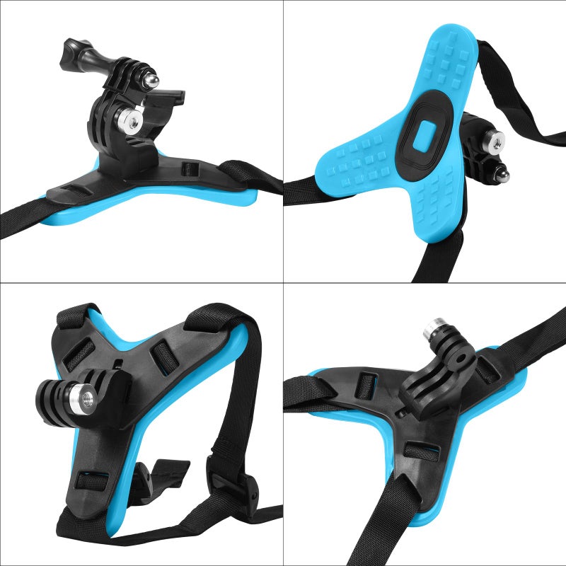Lupholue Motorcycle Helmet Chin Strap Mount Compatible with GoPro Hero 12, 11, 10, 9, 8, 7, (2018), 6, Hero Black, Insta 360, Session, Xiaomi Yi, SJCAM (Blue) - Image 4